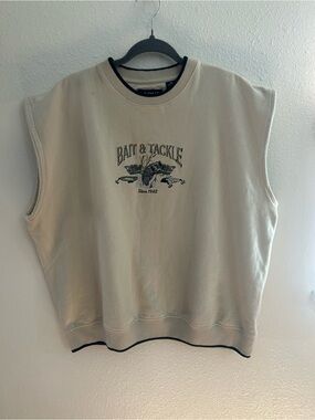 Vintage Focus America Bait and Tackle Sleeveless Crewneck Sweatshirt Mens XXL